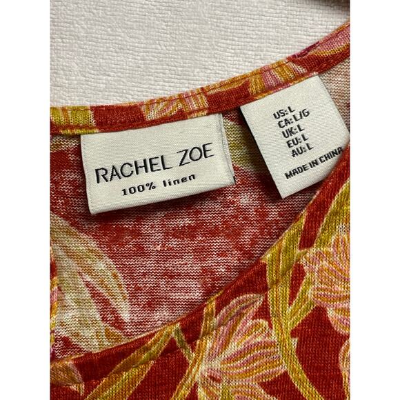 Rachel Zoe 100% Linen Size Large‎ orange floral - Picture 3 of 4